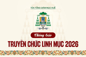 TGP Huế thông báo về việc truyền chức linh mục 2026